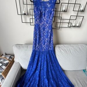 Elegant Blue Lace Gown